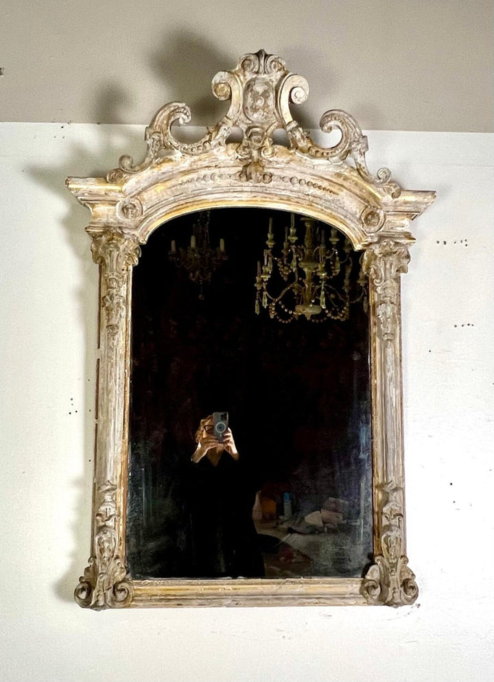 19th-Century French Rococo Style Painted Mirror