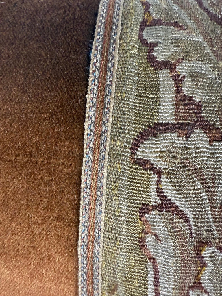 Late 18th Century Tapestry Pillow with Contemporary Velvet and Trim