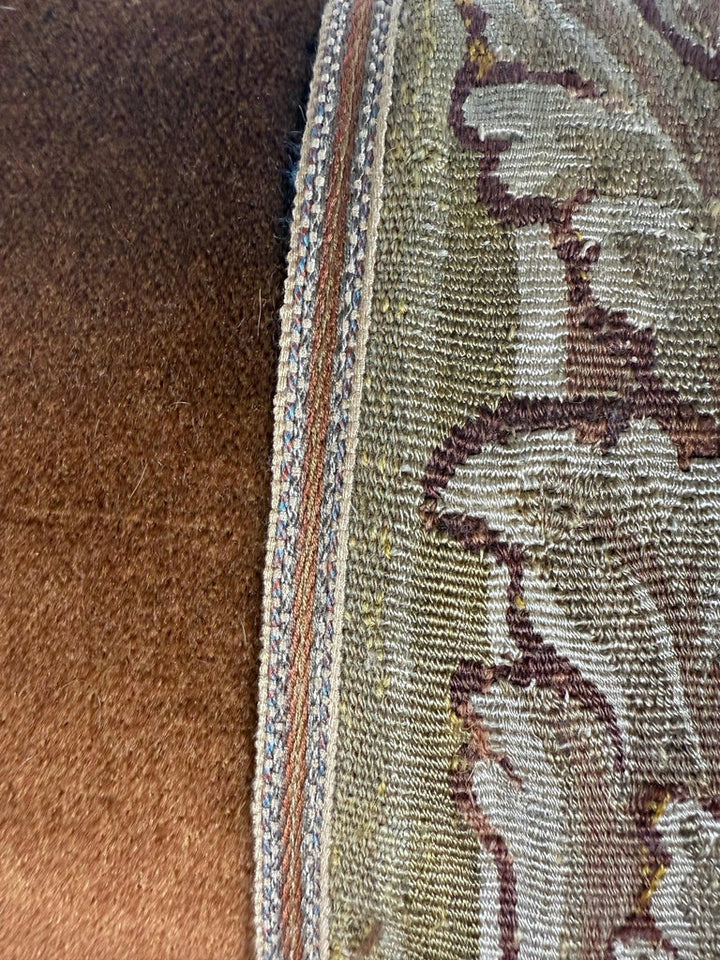 Late 18th Century Tapestry Pillow with Contemporary Velvet and Trim