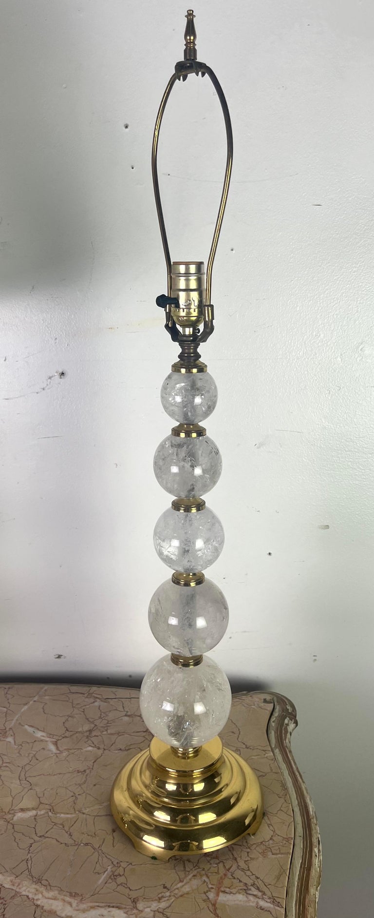 Pair of Rock Crystal Column Lamps w/ Shades