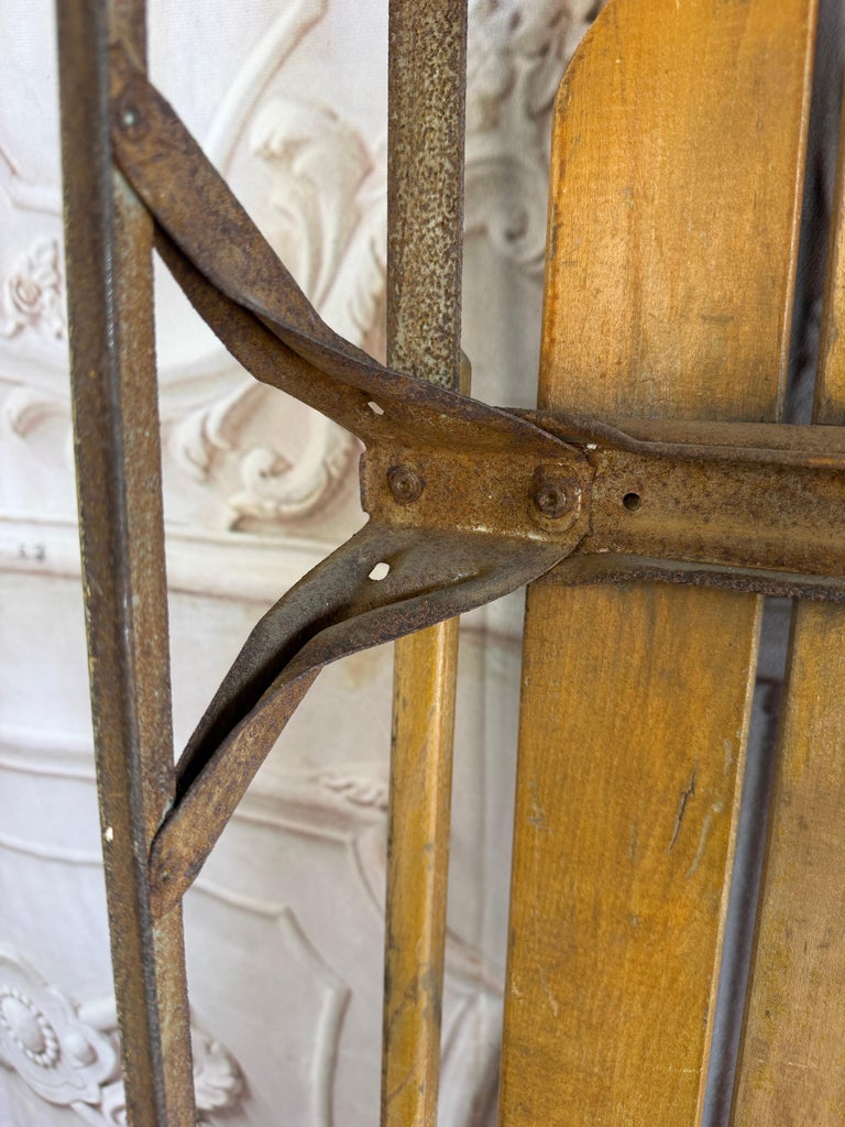 Antique American Wooden Sled with Original Red Graphics