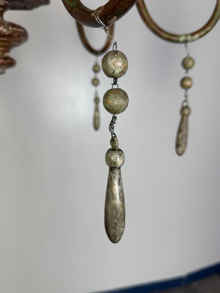 French Giltwood Chandelier w/ Wood Tassels-Pair is Available