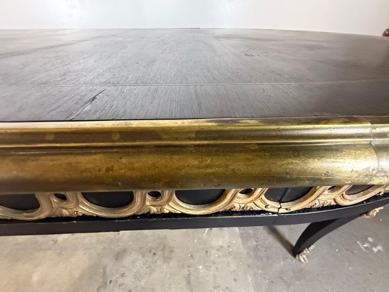 Grand French Louis XVI–Style Oval Dining Table with Gilt Pierced Apron