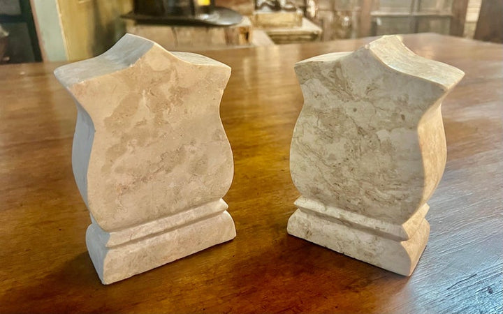 Pair of Travertine Bookends-Mid 20th Century