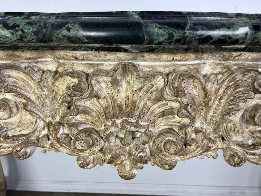 French Carved Louis XV Style Console with Marble Top