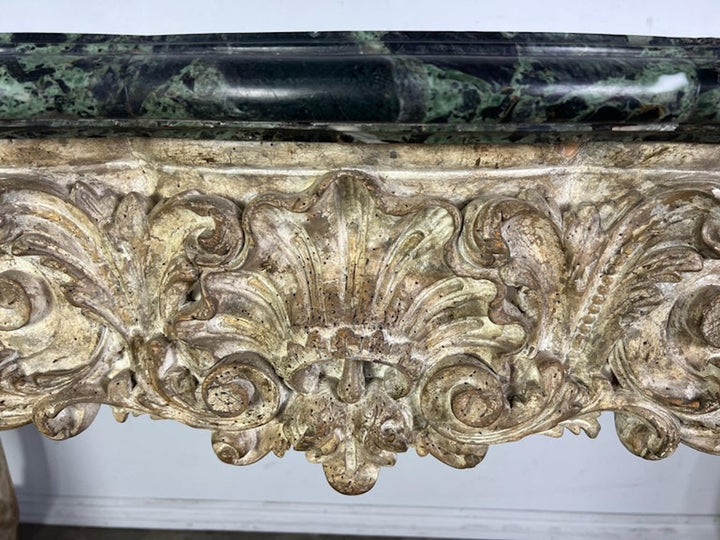 French Carved Louis XV Style Console with Marble Top