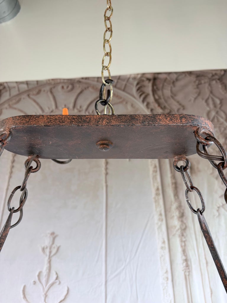 20th Century Spanish Style Wrought Iron Chandelier 6-Light