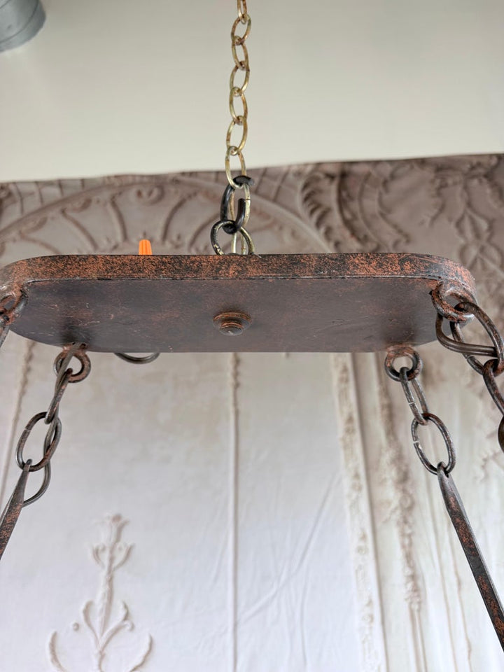 20th Century Spanish Style Wrought Iron Chandelier 6-Light