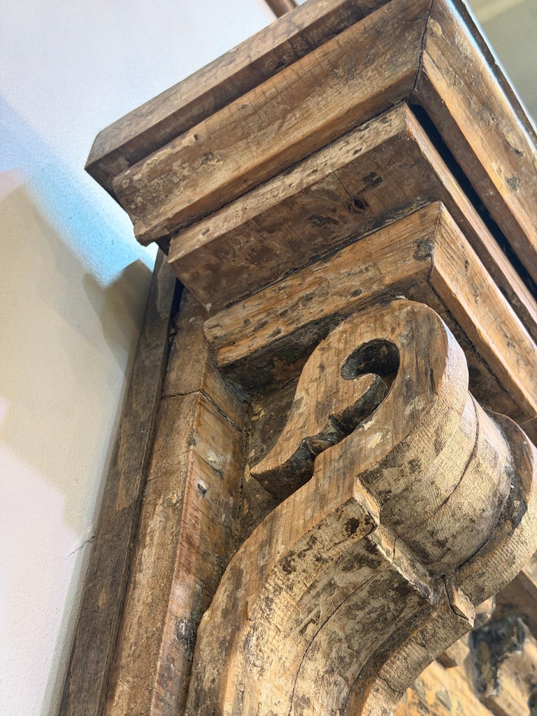 Neoclassical Pier Mirror, Distressed Wood, Circa 1880s