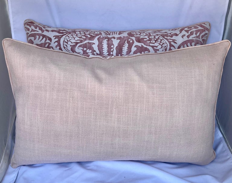 Pair of Pink & White Fortuny Style Pillows