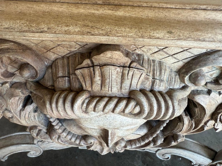 Italian Baroque Revival Carved Wood Console Table