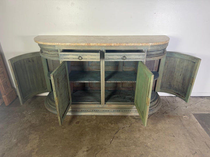 19th Century Italian Neoclassical Demilune Credenza with Marble Top