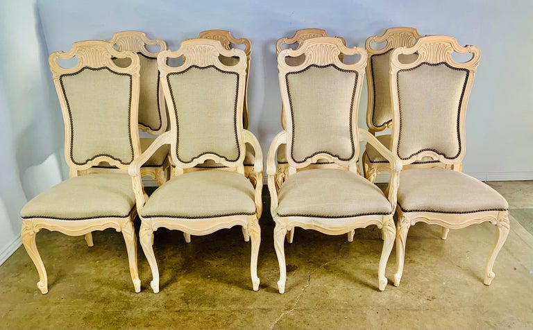 Set of Eight Italian Carved Dining Chairs C.1940’s