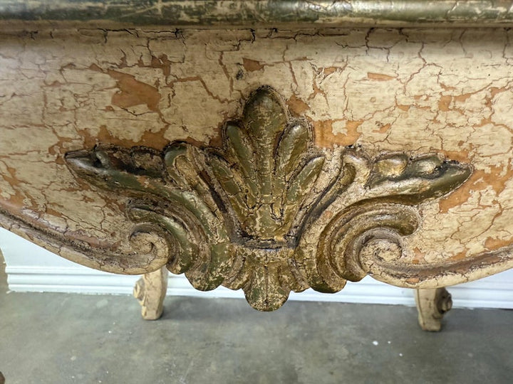 Antique Continental Giltwood Coffee Table with Original Foxed Mirror