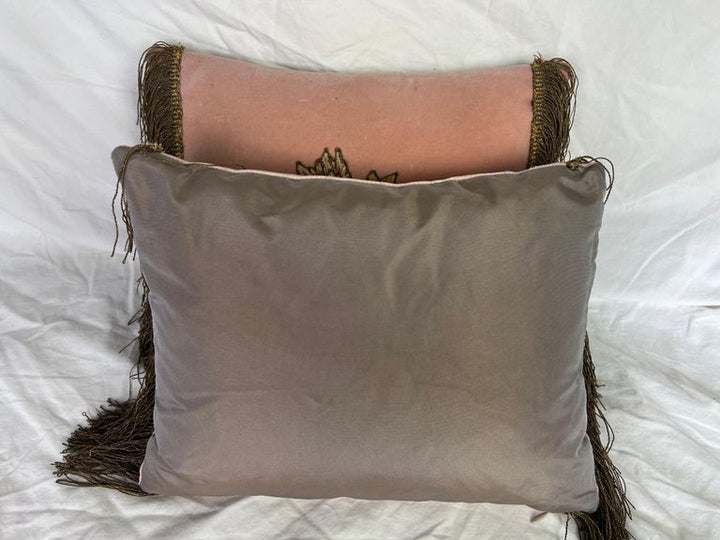 Pair of Velvet Appliqued Pillows by MLA