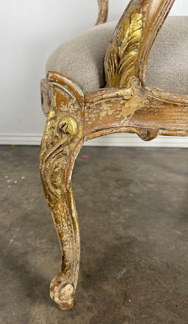 Set of Eight 18th-Century Style French Louis XV Carved & Giltwood Dining Chairs