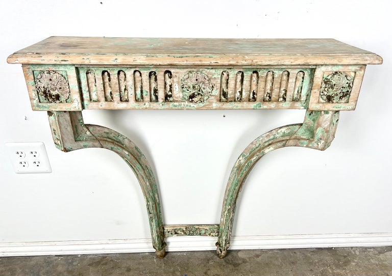 French Louis XVI Style Painted Console and Mirror