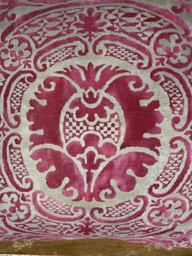 Pair of Exceptional Fortuny Textile Pillows from 1940s Italian Villa Draperies