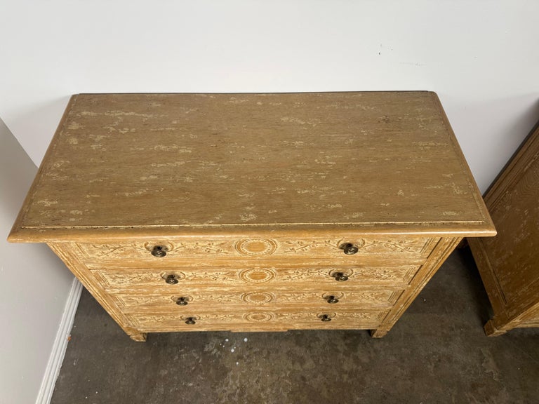 Pair of Swedish Gustavian Painted Four-Drawer Chests of Drawers