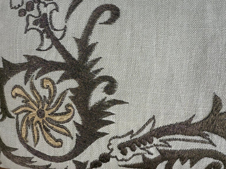Pair of Custom Embroidered Linen Pillows