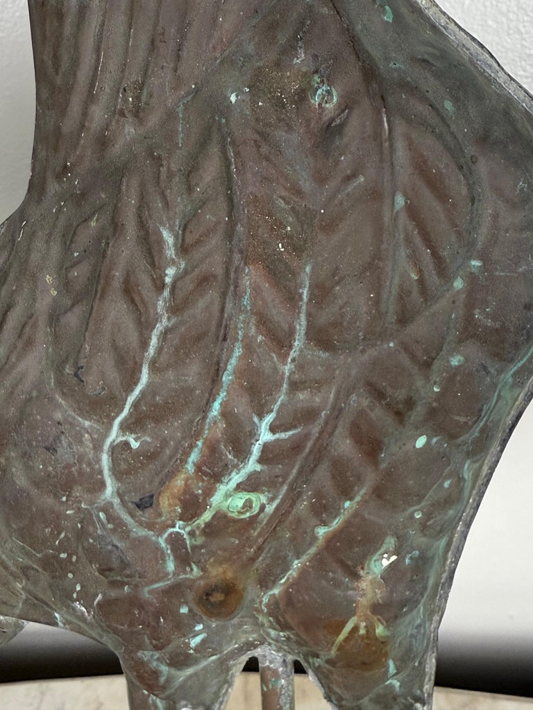 Rooster Copper Weathervane on Iron Base