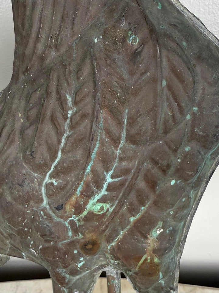 Rooster Copper Weathervane on Iron Base