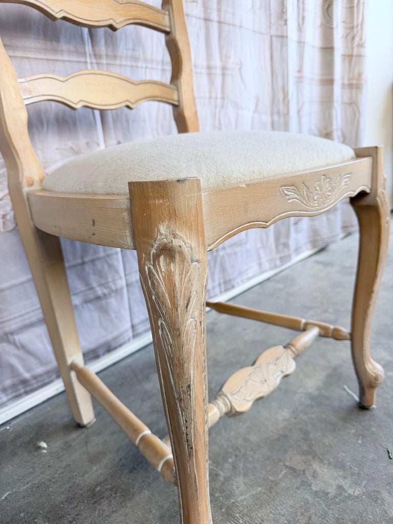 Set of 10 19th Century French Provincial Bleached Oak Ladderback Dining Chairs