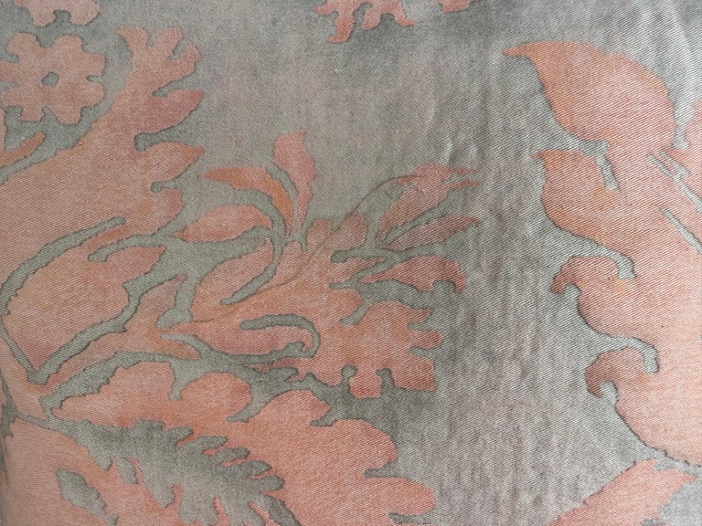 Pair of Authentic Fortuny Velvet Pillows in Soft Coral