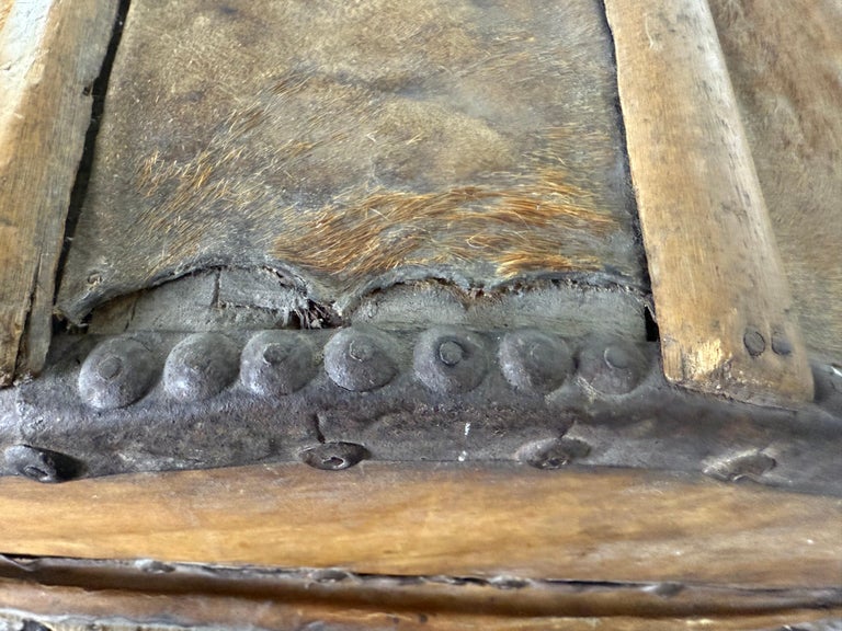 19th Century Spanish Colonial Leather Dome Trunk with Studded Decoration
