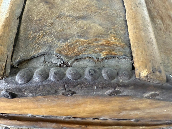 19th Century Spanish Colonial Leather Dome Trunk with Studded Decoration