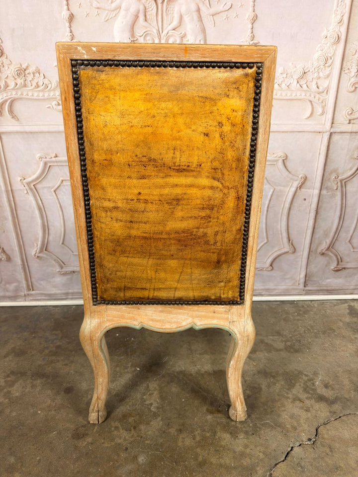 Set of 8 French Louis XV Dining Chairs, Leather Tufted, 1960s