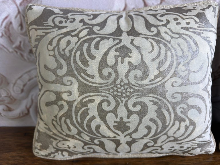 Italian Fortuny Damask Pillows, Couture Textile Art, Custom Made, New