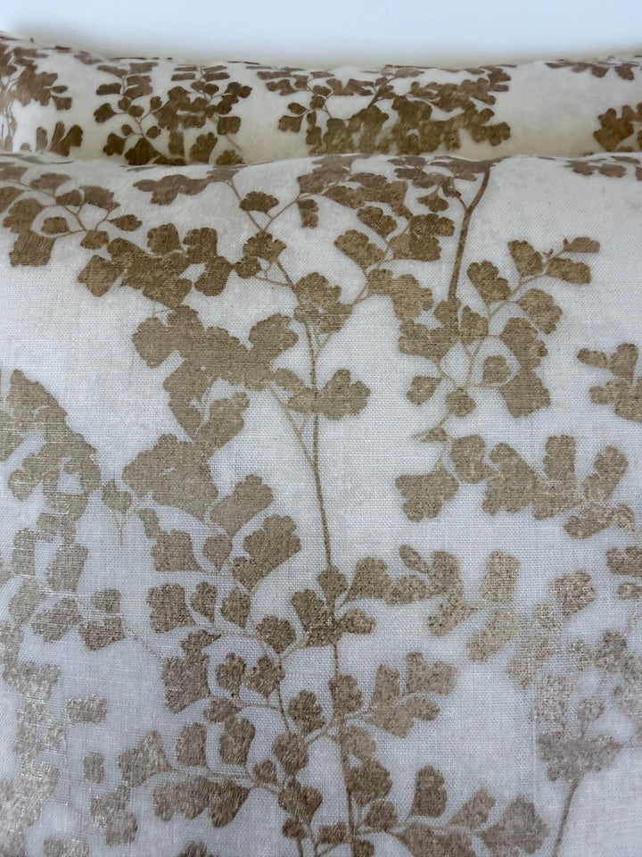Pair of Custom White Pillows w/ Fern Botanical Design