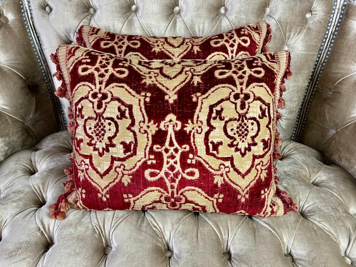 Pair of Custom Pillows Made w/ Antique Italian Brocade