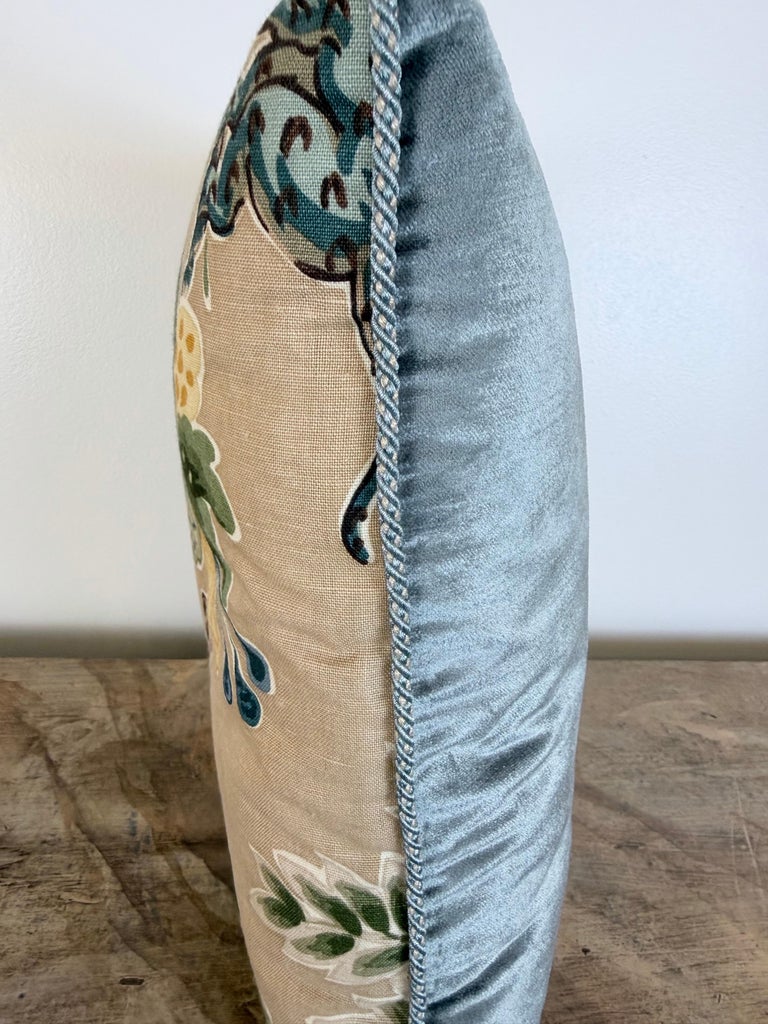 Designer Linen Throw Pillow in Exotic “Braganza” Jungle Print with Leopard Motif