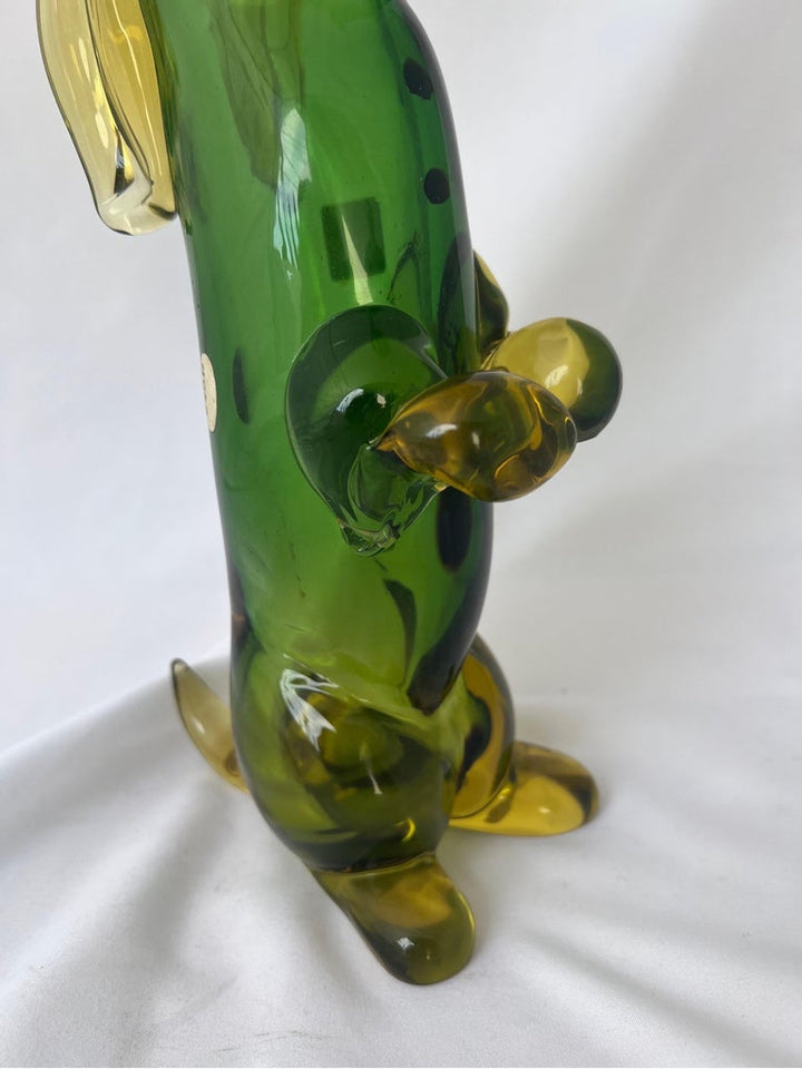 Hand Blown Italian Decanter Depicting A Dog