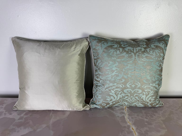 Pair of Aquamarine Fortuny Pillows
