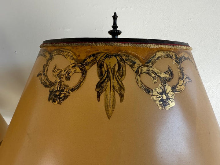 Pair of Hand Painted Lamps w/ Parchment Shades
