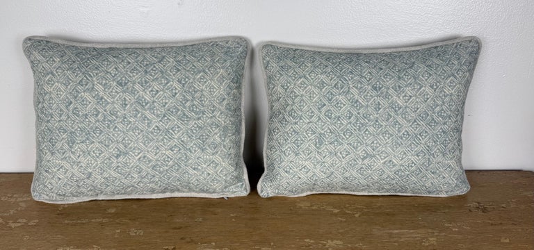 Petite Pair of Printed Linen Pillows with Belgian Linen Backs