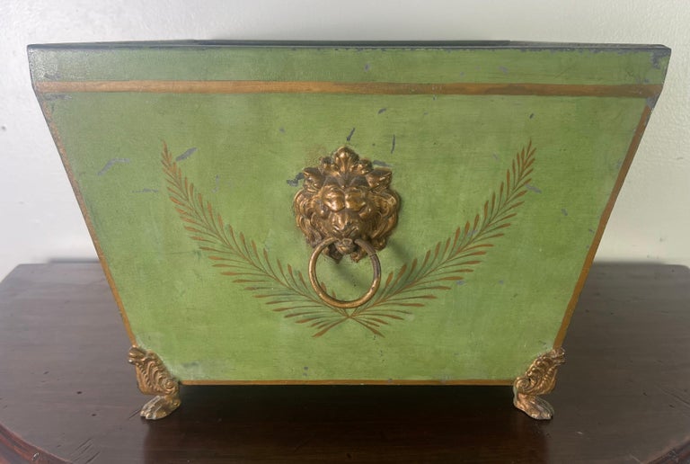 19th century French Tole Hand Painted Planter w/ Liner