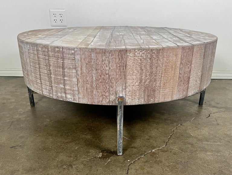 20th C. Round Coffee Table w/ Metal Legs