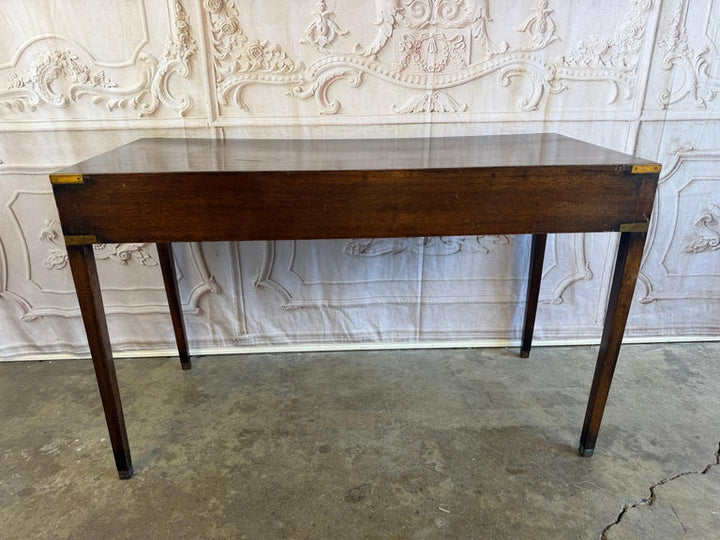 Antique English Campaign Console Desk - 3 Drawer Military Writing Table