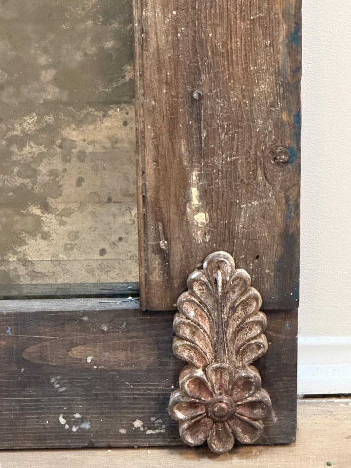 Neoclassical Pier Mirror, Distressed Wood, Circa 1880s