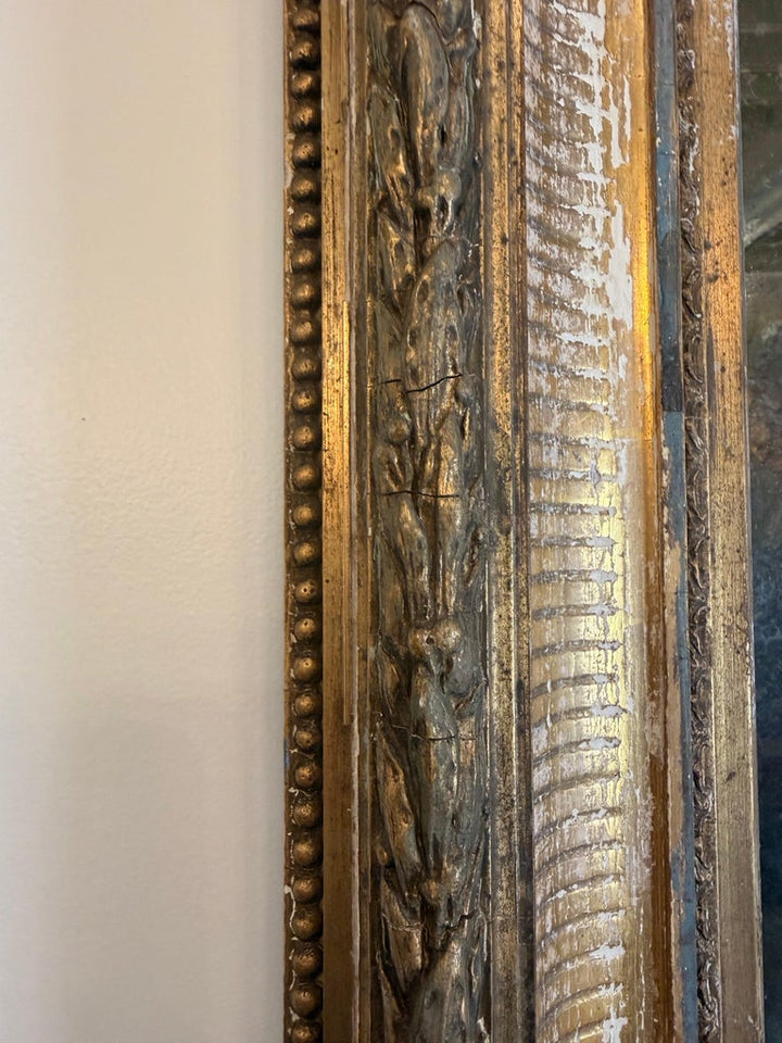 19th Century French Louis Philippe Giltwood Mirror with Original Mercury Glass