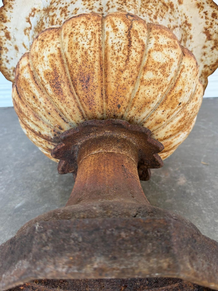 Antique French Cast Iron Garden Urn, Distressed Patina, 19th Century