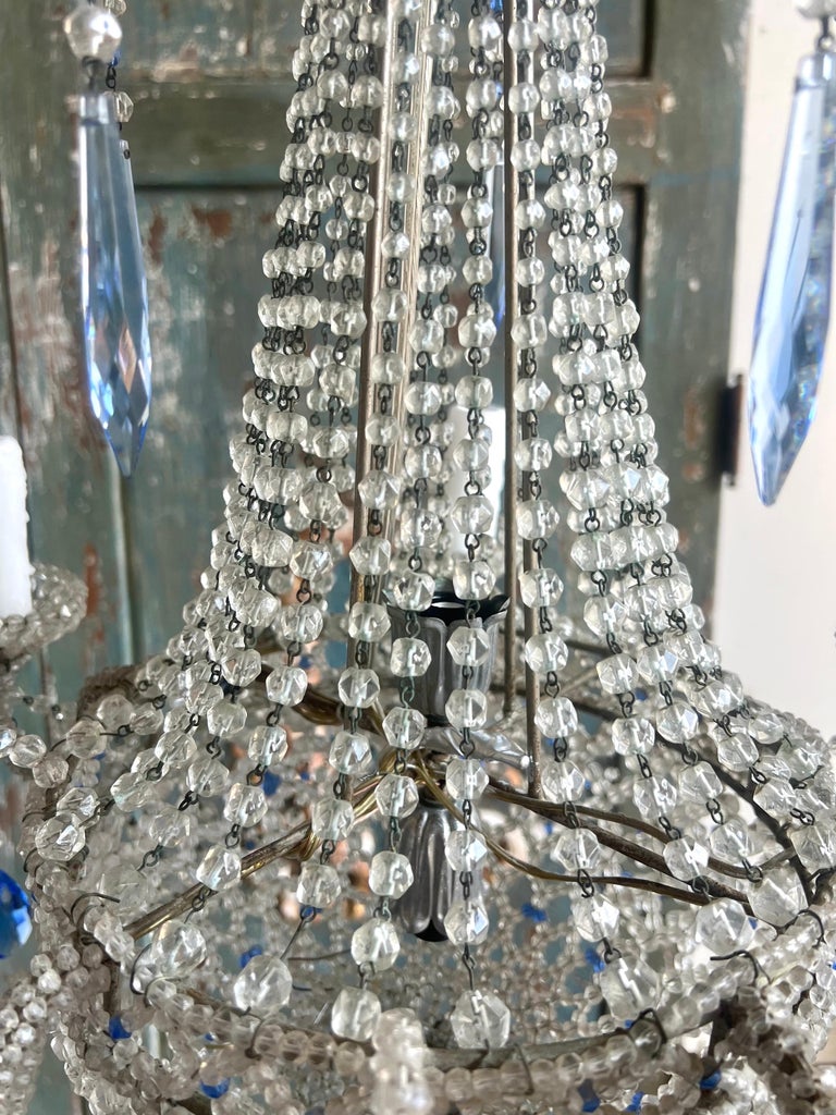 French Crystal Beaded Crystal Chandelier C. 1930's