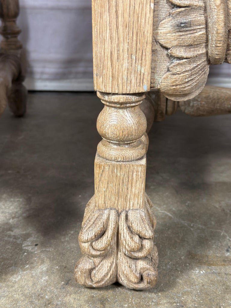 Pair of Exceptional Spanish Baroque Throne Armchairs with Hand-Carved Lion Heads