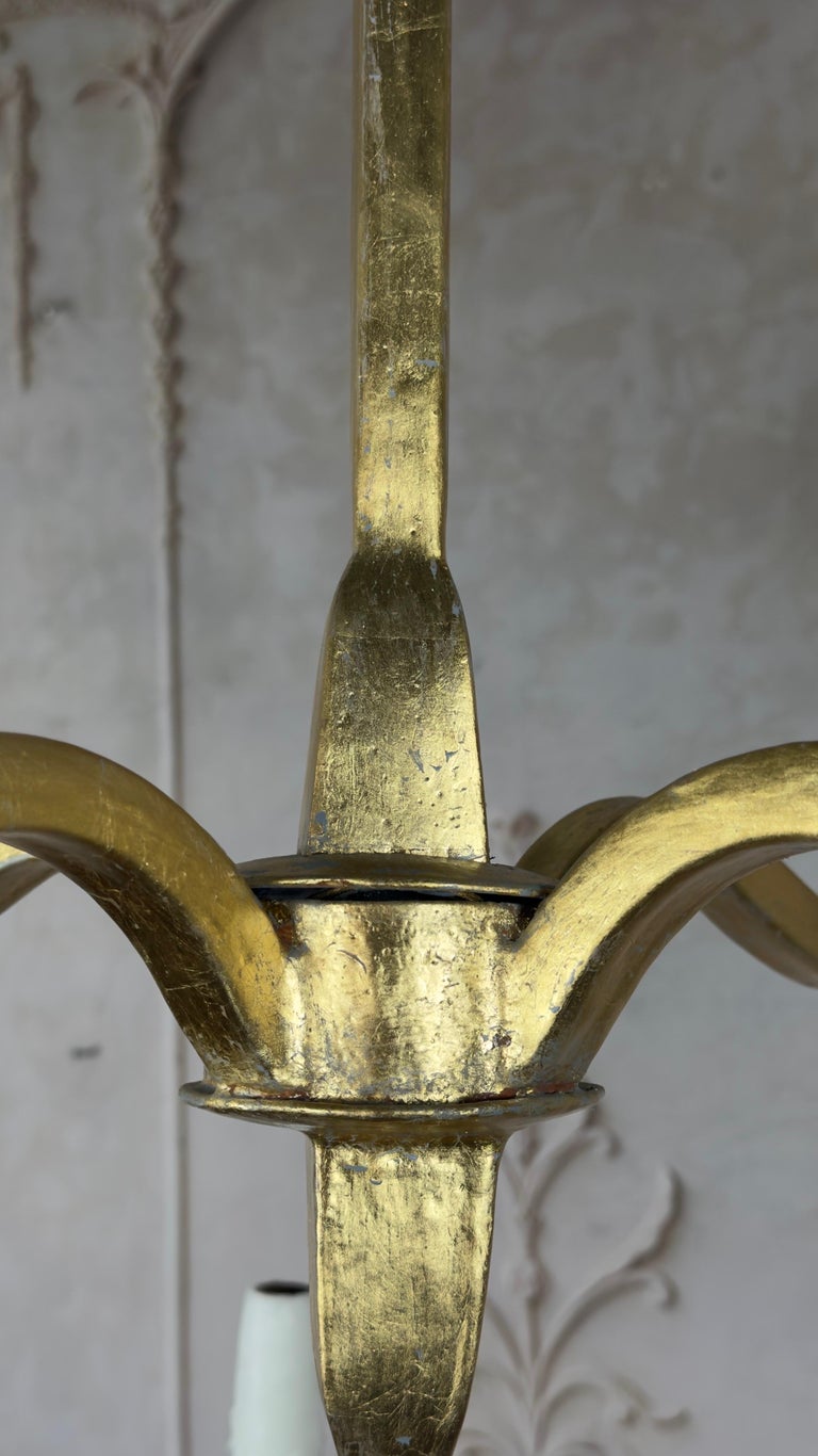 Gilt Gold Metal Leaf Chandelier by Miamar Home