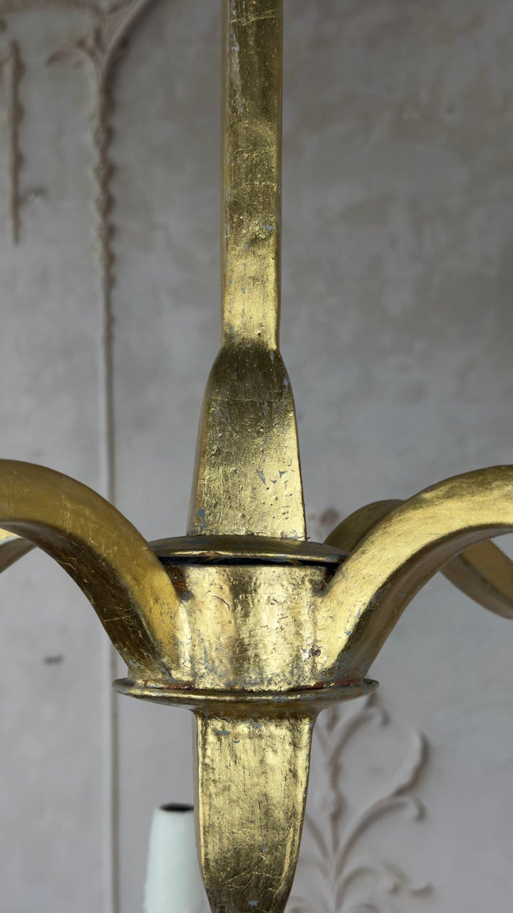 Gilt Gold Metal Leaf Chandelier by Miamar Home