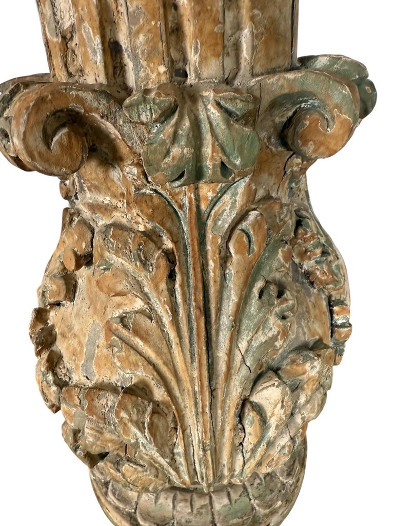 Pair of Italian Carved Wood Baroque Style Table Lamps